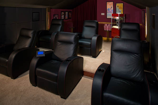 Leather seats in a home theater